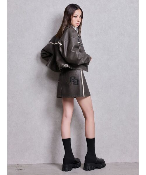 GYDA(ジェイダ)の「GGラインFake Leatherブルゾン(ブルゾン・レディース・ブラウン/アイボリー・FREE)」の7枚目の写真