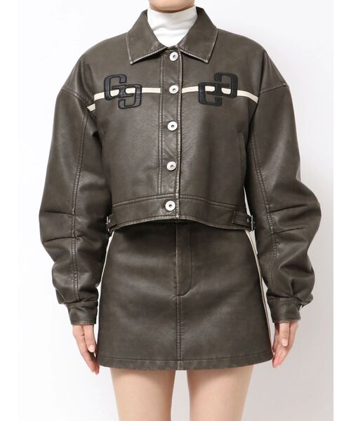 GYDA(ジェイダ)の「GGラインFake Leatherブルゾン(ブルゾン・レディース・ブラウン/アイボリー・FREE)」の12枚目の写真
