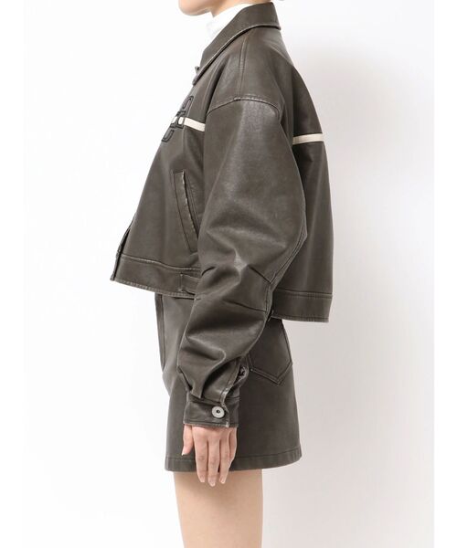 GYDA(ジェイダ)の「GGラインFake Leatherブルゾン(ブルゾン・レディース・ブラウン/アイボリー・FREE)」の13枚目の写真