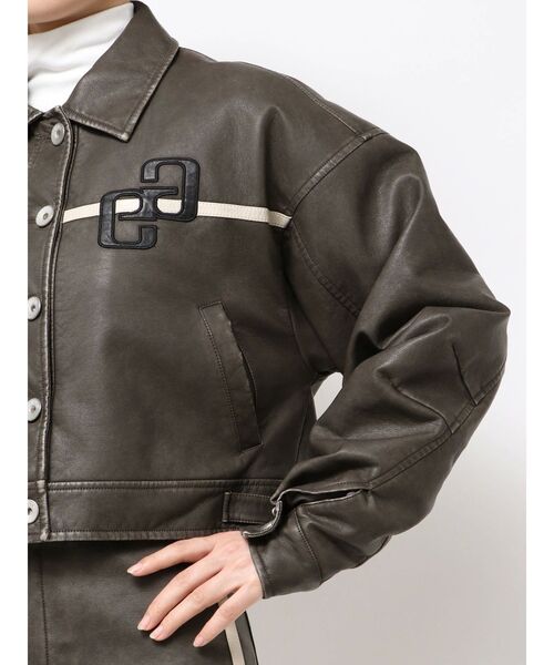 GYDA(ジェイダ)の「GGラインFake Leatherブルゾン(ブルゾン・レディース・ブラウン/アイボリー・FREE)」の16枚目の写真