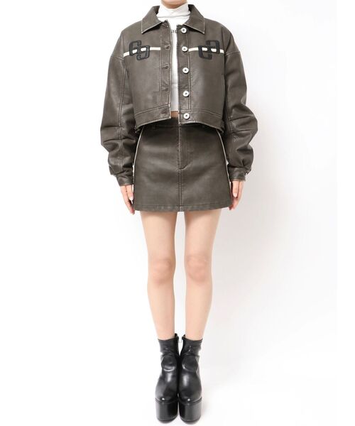 GYDA(ジェイダ)の「GGラインFake Leatherブルゾン(ブルゾン・レディース・ブラウン/アイボリー・FREE)」の21枚目の写真