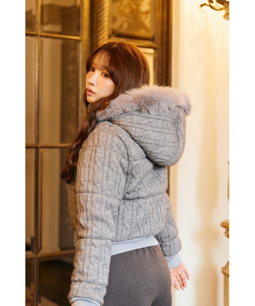 ジャケット・アウター Mistreass Cable Knit Padded Jacket gray Cable Knit Padded Jacket（ブルゾン）｜MISTREASS（ミストレアス）の