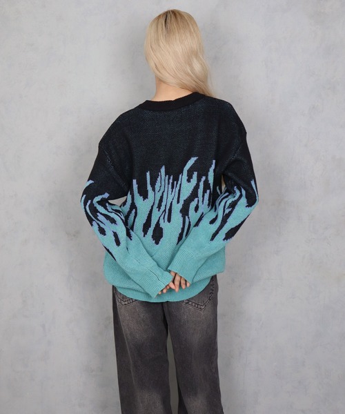BARELY BLUE(ベアリーブルー)の「【 BARELY BLUE / ベアリーブルー 】 フレイム グラデーション ニット / UNISEX(ニット/セーター・メンズ・ピンク系/ブルー系・FREE)」の7枚目の写真