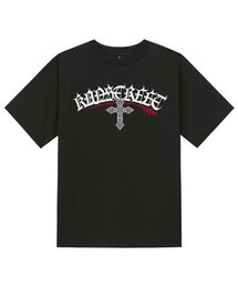 KTB0162 レタリングクロスガット半袖Tシャツ - ブラック