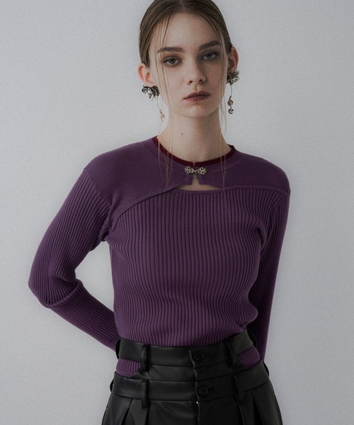 HARE(ハレ)の「チャイナパーツカットアウトニット(HARE)(ニット/セーター・レディース・グレー/ブラック/パープル/ブラック系その他・FREE)」の4枚目の写真