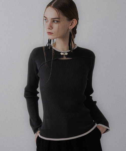 HARE(ハレ)の「チャイナパーツカットアウトニット(HARE)(ニット/セーター・レディース・グレー/ブラック/パープル/ブラック系その他・FREE)」の12枚目の写真