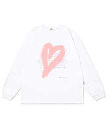 PAGESIISII（ページシシ）の「ピンクスプレーハートプリントオーバーサイズロングスリーブホワイト（Tシャツ/カットソー）」