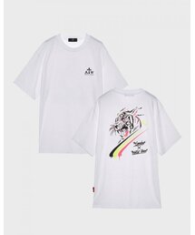 [ATW x レオダブ] タイガー刺繍オーバーサイズ半袖Tシャツ_WH