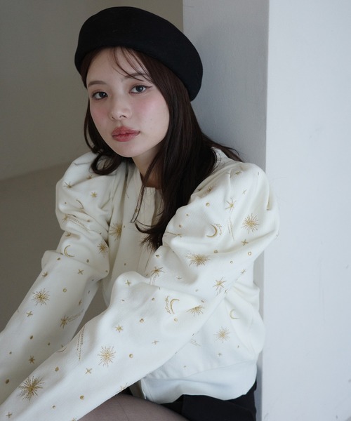 EIMY ISTOIRE(エイミーイストワール)の「スターエンブロイダリーニット(ニット/セーター・レディース・ブラック/ピンク/ホワイト/ネイビー・F)」の7枚目の写真