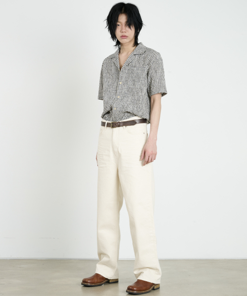 DUSTYWHITE(ダスティーホワイト)の「ブラックテクスチャーハーフスリーブシャツ(シャツ/ブラウス・メンズ・その他・MEDIUM/LARGE/X-LARGE)」の2枚目の写真