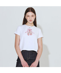 バレエシューズリボンTシャツ_ホワイト