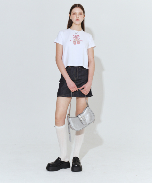 DAMISH（ダミシュ）の「バレエシューズリボンTシャツ_ホワイト（Tシャツ/カットソー・レディース・ホワイト・MEDIUM/SMALL）」の13枚目の写真