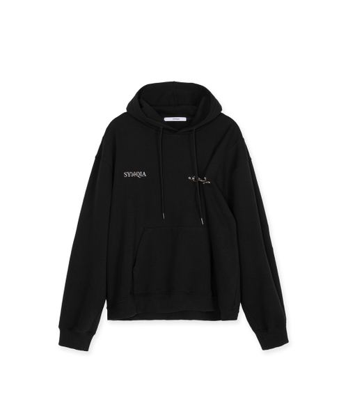 SYNQIA(シンキア)の「ファイアマンクロージャーロゴフーディーブラック(パーカー・メンズ・その他・SMALL/MEDIUM/LARGE)」の1枚目の写真