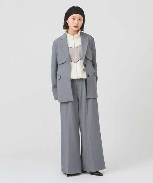 Ray BEAMS（レイビームス）の「ヨークレイヤード 2ボタン ジャケット（テーラードジャケット・レディース・ブラック/シルバー・1/0）」の3枚目の写真