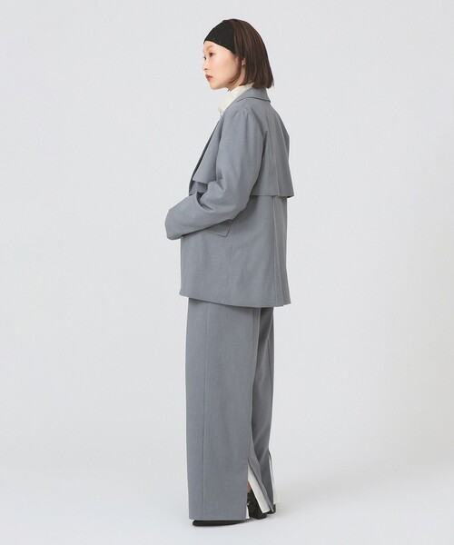 Ray BEAMS（レイビームス）の「ヨークレイヤード 2ボタン ジャケット（テーラードジャケット・レディース・ブラック/シルバー・1/0）」の4枚目の写真