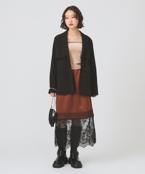 Ray BEAMS（レイビームス）の「ヨークレイヤード 2ボタン ジャケット（テーラードジャケット・レディース・ブラック/シルバー・1/0）」の13枚目の写真