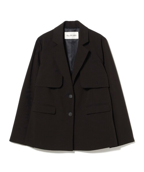 Ray BEAMS（レイビームス）の「ヨークレイヤード 2ボタン ジャケット（テーラードジャケット・レディース・ブラック/シルバー・1/0）」の17枚目の写真