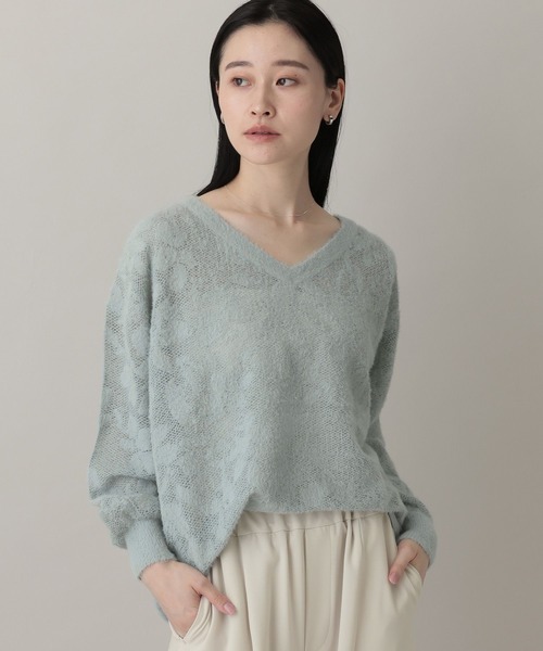 A part by(アパートバイ)の「フラワージャガードシアーニット(ニット/セーター・レディース・オフホワイト/グレー系その他2/ブラック・FREE)」の22枚目の写真