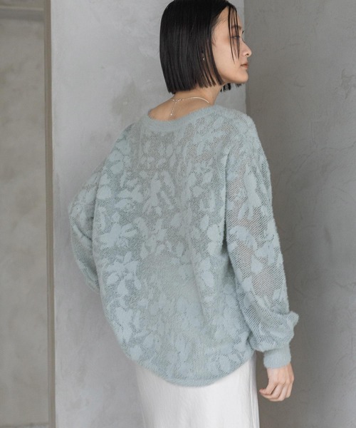 A part by(アパートバイ)の「フラワージャガードシアーニット(ニット/セーター・レディース・オフホワイト/グレー系その他2/ブラック・FREE)」の17枚目の写真