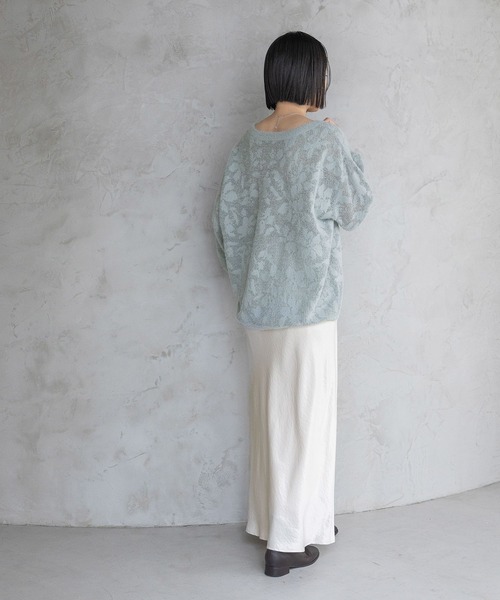 A part by(アパートバイ)の「フラワージャガードシアーニット(ニット/セーター・レディース・オフホワイト/グレー系その他2/ブラック・FREE)」の15枚目の写真