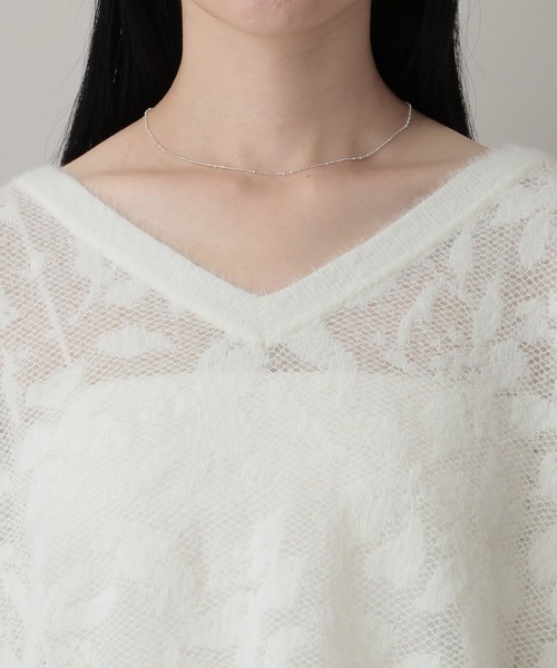 A part by(アパートバイ)の「フラワージャガードシアーニット(ニット/セーター・レディース・オフホワイト/グレー系その他2/ブラック・FREE)」の8枚目の写真