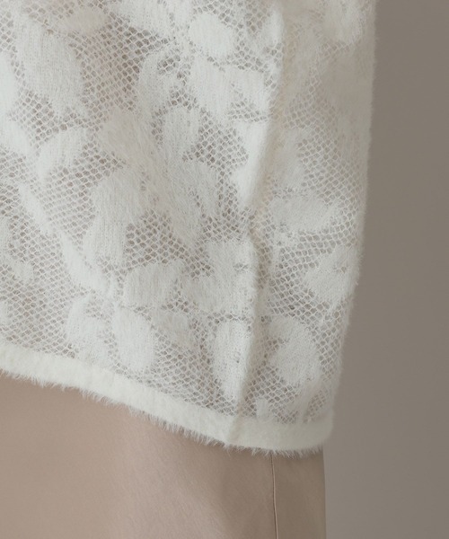 A part by(アパートバイ)の「フラワージャガードシアーニット(ニット/セーター・レディース・オフホワイト/グレー系その他2/ブラック・FREE)」の10枚目の写真