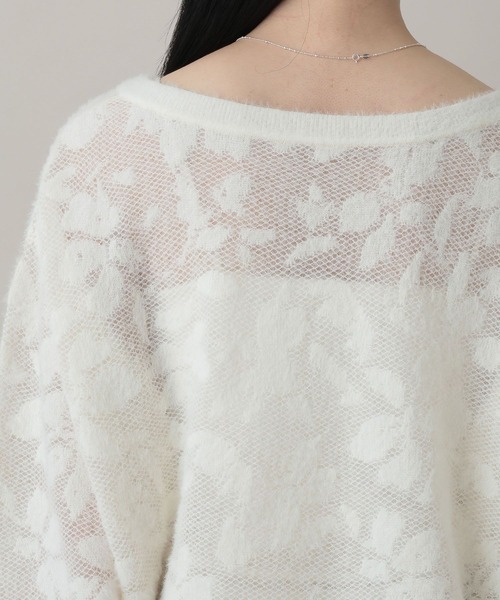 A part by(アパートバイ)の「フラワージャガードシアーニット(ニット/セーター・レディース・オフホワイト/グレー系その他2/ブラック・FREE)」の11枚目の写真
