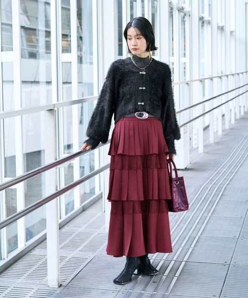 HARE（ハレ）の「フリルプリーツティアードスカート(HARE)（スカート・レディース・レッド/ブラック/ブルー・FREE）」の6枚目の写真