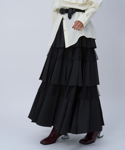 HARE（ハレ）の「フリルプリーツティアードスカート(HARE)（スカート・レディース・レッド/ブラック/ブルー・FREE）」の14枚目の写真