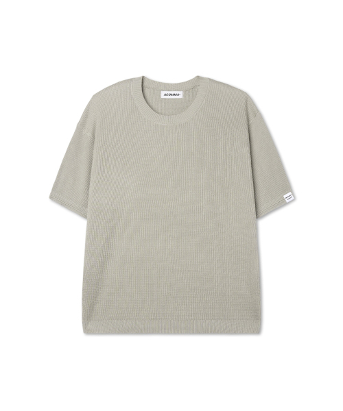APOSTROPHE COMMA(アポストロフィコンマ)の「リバーシブルラベルワッフル半袖ニットTシャツ_ホワイト(ニット/セーター・メンズ・その他・LARGE/MEDIUM/SMALL)」の3枚目の写真