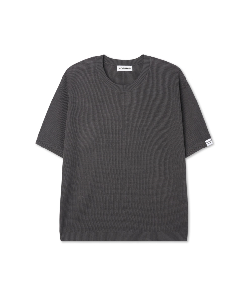 APOSTROPHE COMMA(アポストロフィコンマ)の「リバーシブルラベルワッフル半袖ニットTシャツ_ホワイト(ニット/セーター・メンズ・その他・LARGE/MEDIUM/SMALL)」の4枚目の写真