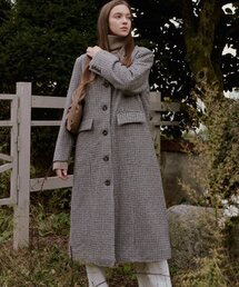 ADAUL（アダウル）の「ハウンドトゥースチェックシングルコート - ブラウン（チェスターコート）」