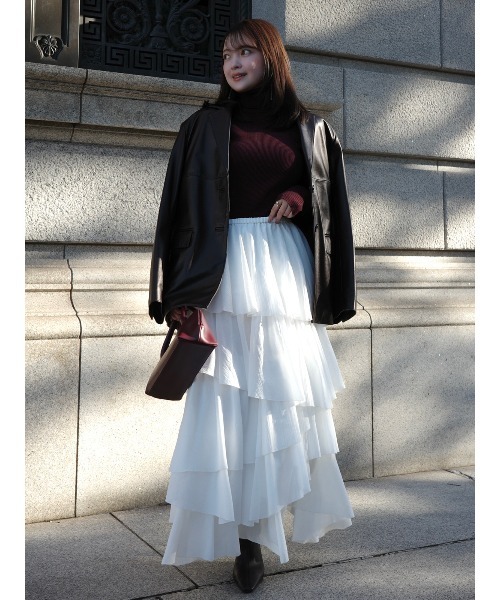 anuans（アニュアンス）の「コットンクレープティアードスカート（スカート・レディース・ホワイト/ダークブラウン/ブラック・SMALL/MEDIUM）」の17枚目の写真