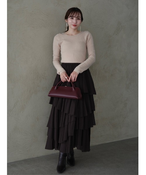 anuans（アニュアンス）の「コットンクレープティアードスカート（スカート・レディース・ホワイト/ダークブラウン/ブラック・SMALL/MEDIUM）」の11枚目の写真