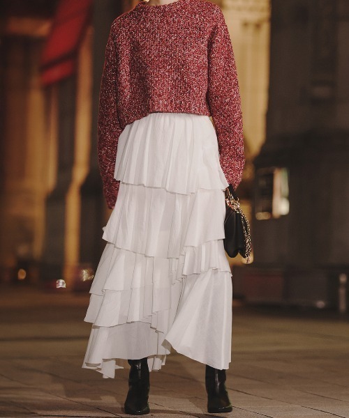 anuans（アニュアンス）の「コットンクレープティアードスカート（スカート・レディース・ホワイト/ダークブラウン/ブラック・SMALL/MEDIUM）」の6枚目の写真