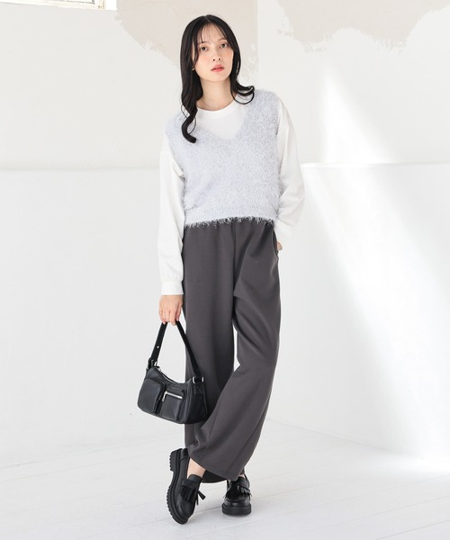 Honeys（ハニーズ）の「フェザーヤーンベスト（ベスト・レディース・ミント/グレー/アイボリー/ブラック・L/M）」の16枚目の写真