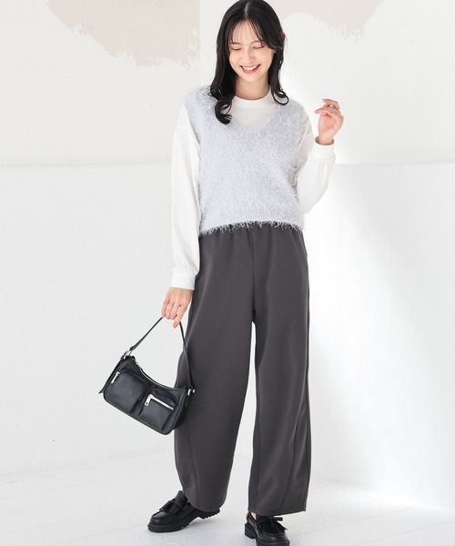 Honeys（ハニーズ）の「フェザーヤーンベスト（ベスト・レディース・ミント/グレー/アイボリー/ブラック・L/M）」の17枚目の写真