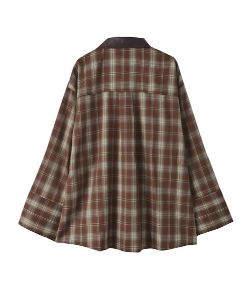 STYLE DELI(スタイルデリ)の「【BLK001】フェイクレザーカラーチェックシャツ(シャツ/ブラウス・レディース・レッド/ブラック・FREE)」の13枚目の写真