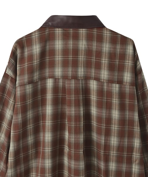 STYLE DELI(スタイルデリ)の「【BLK001】フェイクレザーカラーチェックシャツ(シャツ/ブラウス・レディース・レッド/ブラック・FREE)」の14枚目の写真