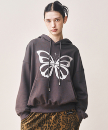 BUTTERFLY EMBROIDERY HOODIE_CHARCOAL SILVER