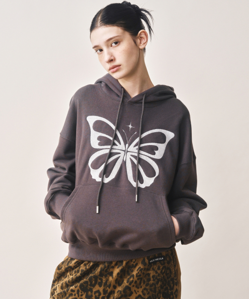 NICK&NICOLE（ニックアンドニコール）の「BUTTERFLY EMBROIDERY HOODIE_CHARCOAL SILVER（パーカー・レディース・その他・FREE）」の2枚目の写真
