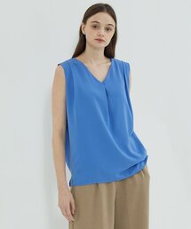 Pintuck Double Layer Blouse Blue