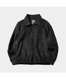 PLACESTUDIOMAN（プレイススタジオメンズ）の「Cracked Pigment Overfit Rivet Pocket Two-Way Leather Jacket [Black]（ライダースジャケット）」