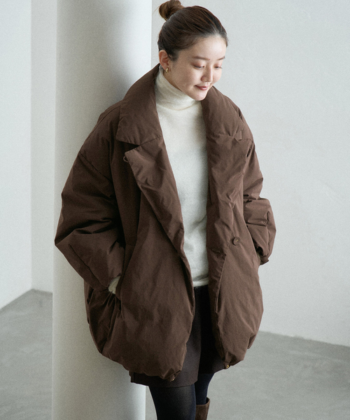 IENA（イエナ）の「《追加2》ARTIROSA撥水テイラーコクーンダウン（ダウンジャケット/コート・レディース・ブラウン/ブラック・36/34/38）」の15枚目の写真