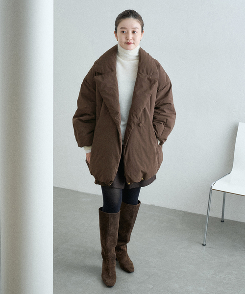 IENA（イエナ）の「《追加2》ARTIROSA撥水テイラーコクーンダウン（ダウンジャケット/コート・レディース・ブラウン/ブラック・36/34/38）」の18枚目の写真