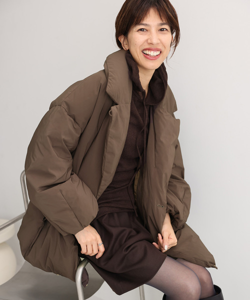 IENA（イエナ）の「《追加2》ARTIROSA撥水テイラーコクーンダウン（ダウンジャケット/コート・レディース・ブラウン/ブラック・36/34/38）」の21枚目の写真