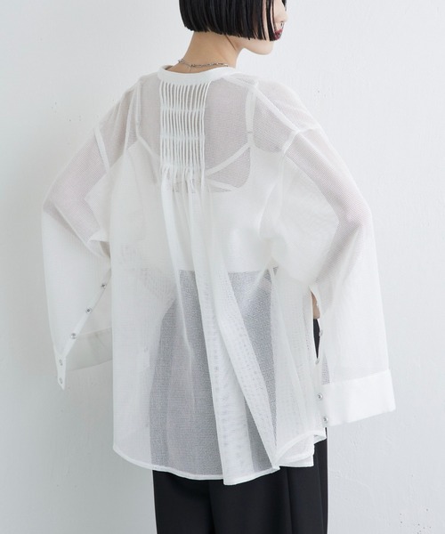 Lui's（ルイス）の「メッシュシアーシャツ（シャツ/ブラウス・レディース・グリーン/ホワイト/ブラック・FREE）」の2枚目の写真