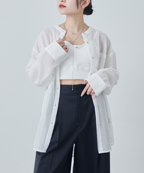 Lui's（ルイス）の「メッシュシアーシャツ（シャツ/ブラウス・レディース・グリーン/ホワイト/ブラック・FREE）」の4枚目の写真