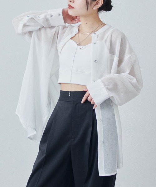 Lui's（ルイス）の「メッシュシアーシャツ（シャツ/ブラウス・レディース・グリーン/ホワイト/ブラック・FREE）」の5枚目の写真