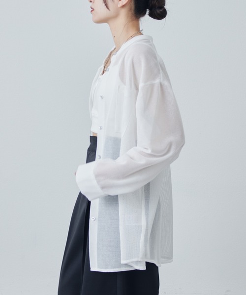 Lui's（ルイス）の「メッシュシアーシャツ（シャツ/ブラウス・レディース・グリーン/ホワイト/ブラック・FREE）」の6枚目の写真